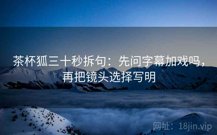茶杯狐三十秒拆句：先问字幕加戏吗，再把镜头选择写明  第2张